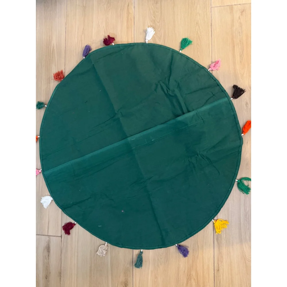 NEW Indian Handmade Patchwork Floor Cushion Round Pouf Cover 32”